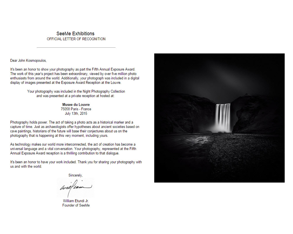 Exposure Award 2015 - Louvre - Skogafoss - SZP-JK